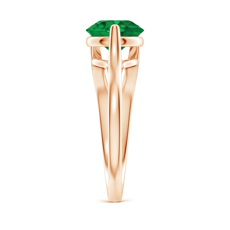 8mm AAA One Sided Split Shank Round Emerald Solitaire Ring in Rose Gold side 299