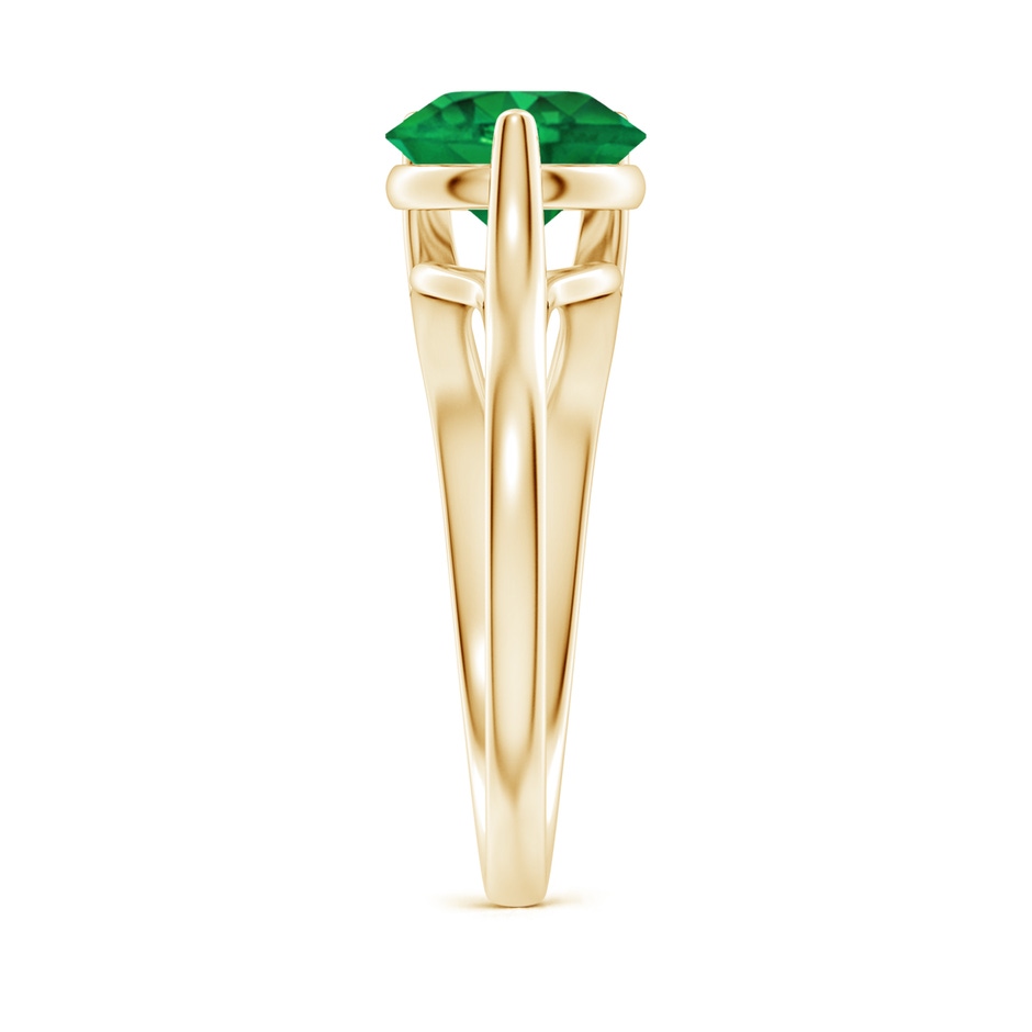 8mm AAA One Sided Split Shank Round Emerald Solitaire Ring in Yellow Gold side 299