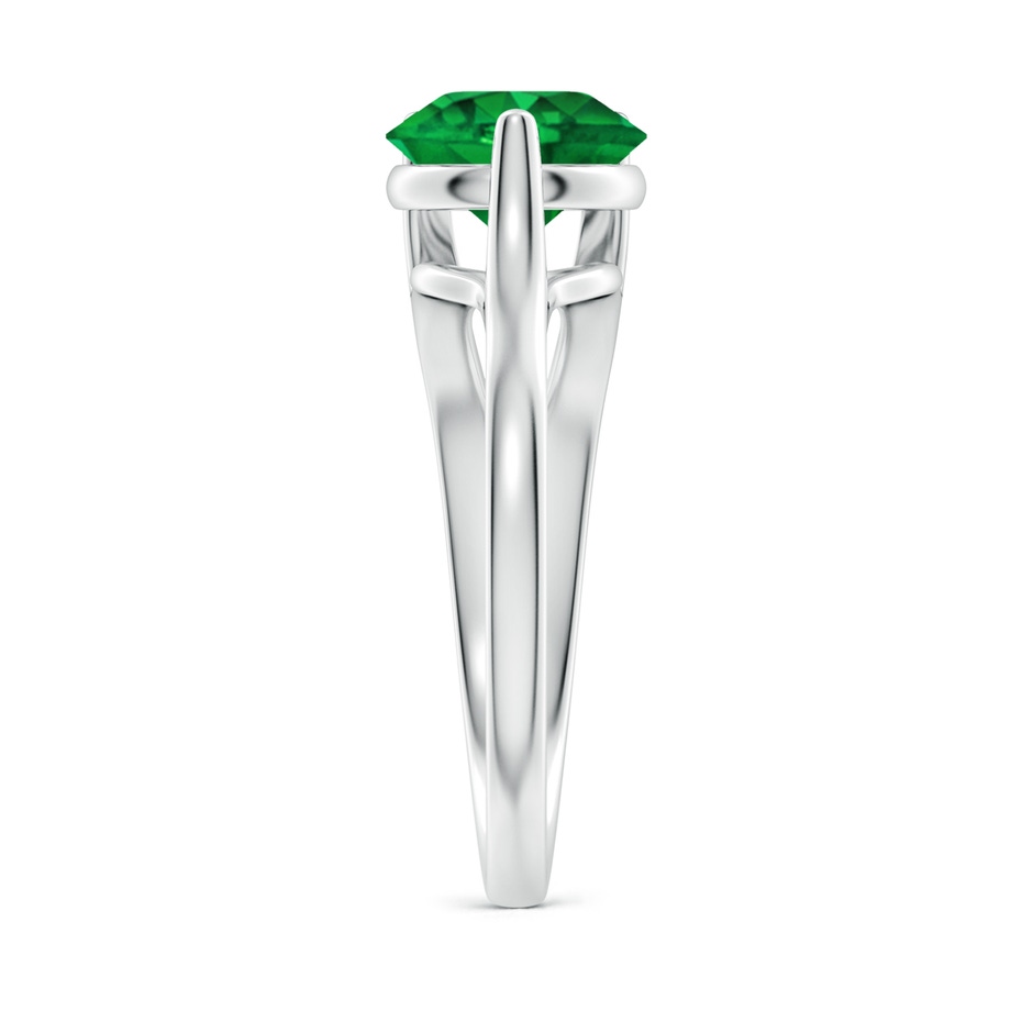 8mm AAAA One Sided Split Shank Round Emerald Solitaire Ring in P950 Platinum side 299