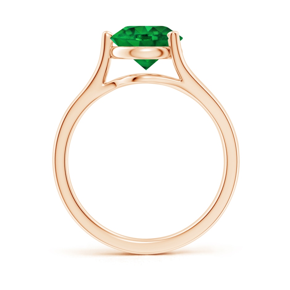 8mm AAAA One Sided Split Shank Round Emerald Solitaire Ring in Rose Gold side 199