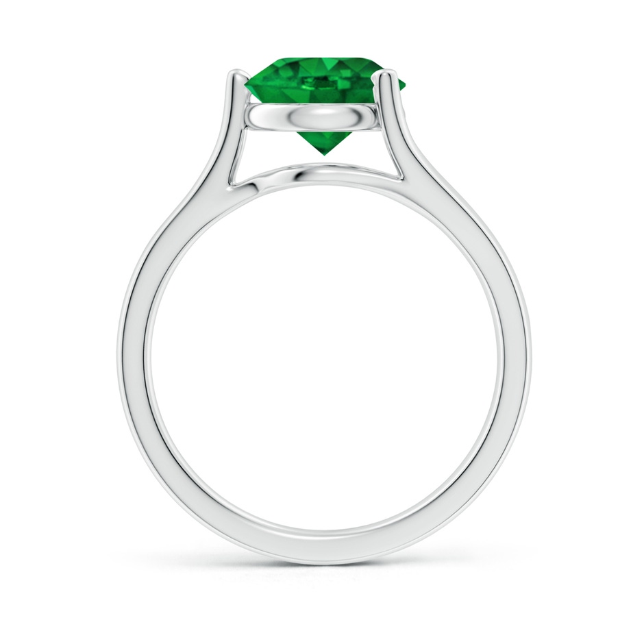 8mm AAAA One Sided Split Shank Round Emerald Solitaire Ring in S999 Silver side 199