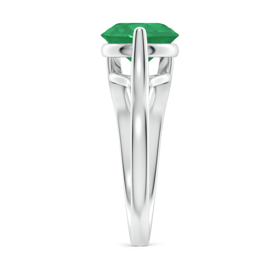 9mm A One Sided Split Shank Round Emerald Solitaire Ring in P950 Platinum side 299