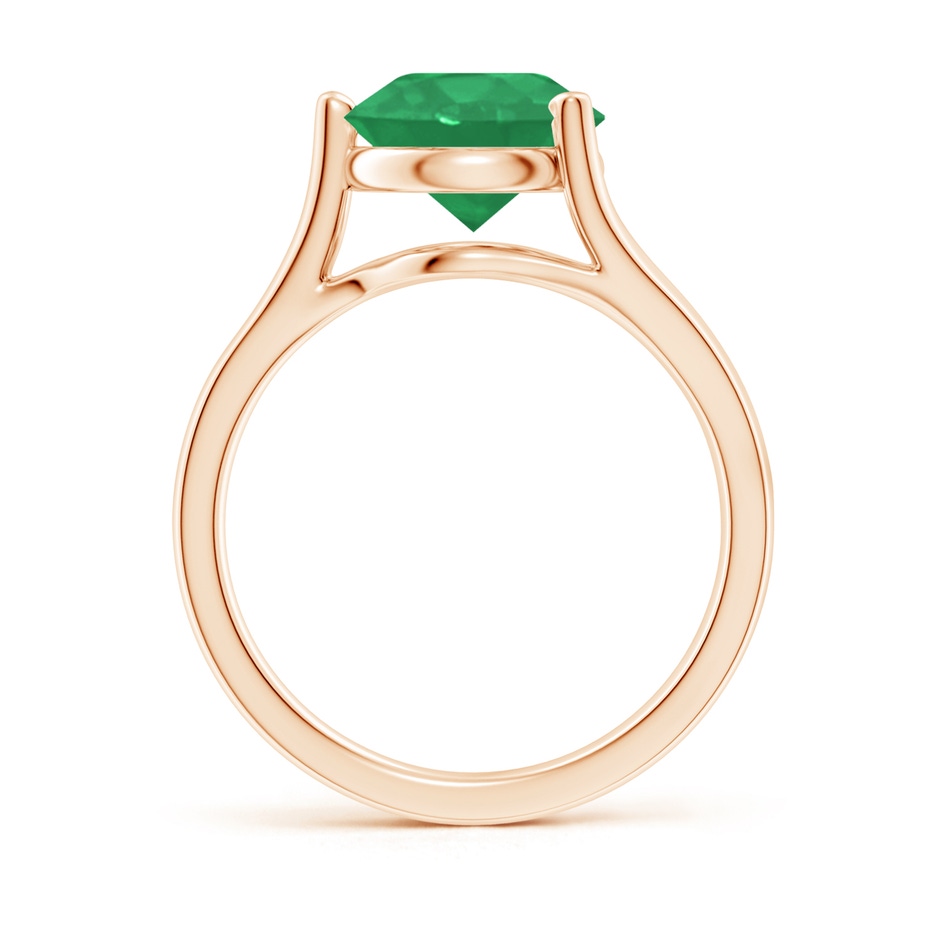 9mm A One Sided Split Shank Round Emerald Solitaire Ring in Rose Gold side 199