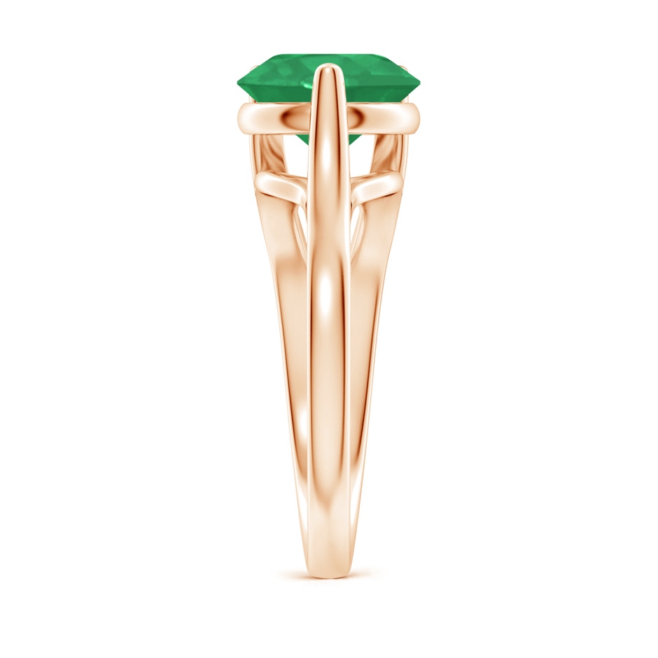 9mm A One Sided Split Shank Round Emerald Solitaire Ring in Rose Gold side 299