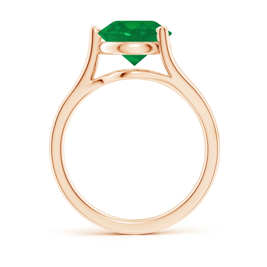 9mm AA One Sided Split Shank Round Emerald Solitaire Ring in Rose Gold side 199