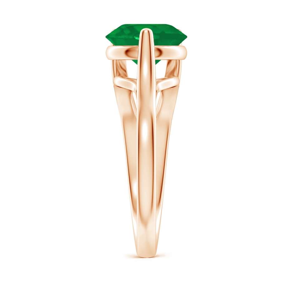 9mm AA One Sided Split Shank Round Emerald Solitaire Ring in Rose Gold side 299