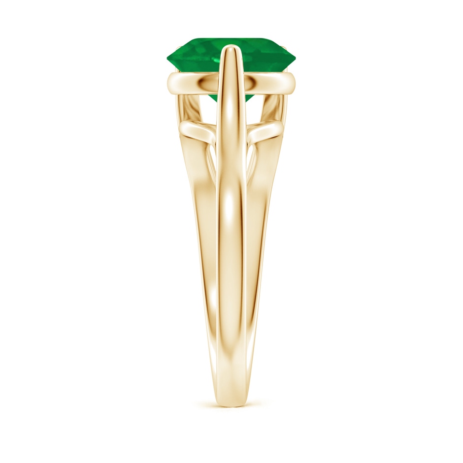9mm AA One Sided Split Shank Round Emerald Solitaire Ring in Yellow Gold side 299