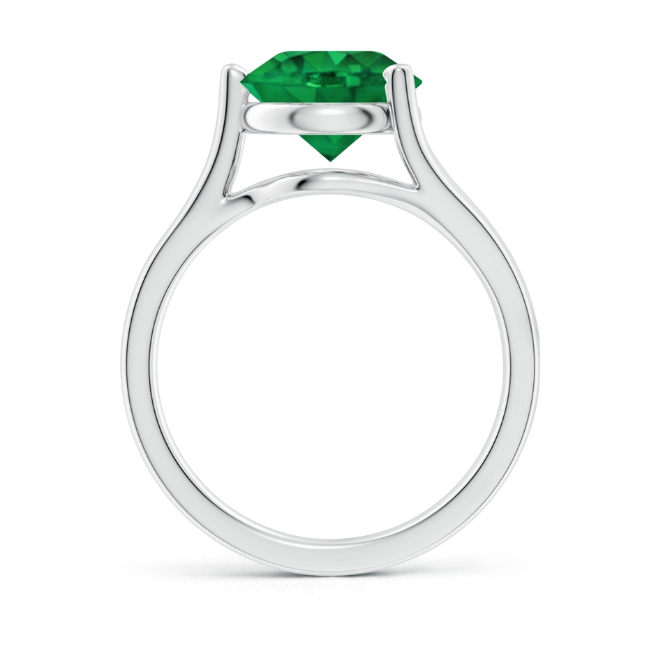 9mm AAA One Sided Split Shank Round Emerald Solitaire Ring in P950 Platinum side 199