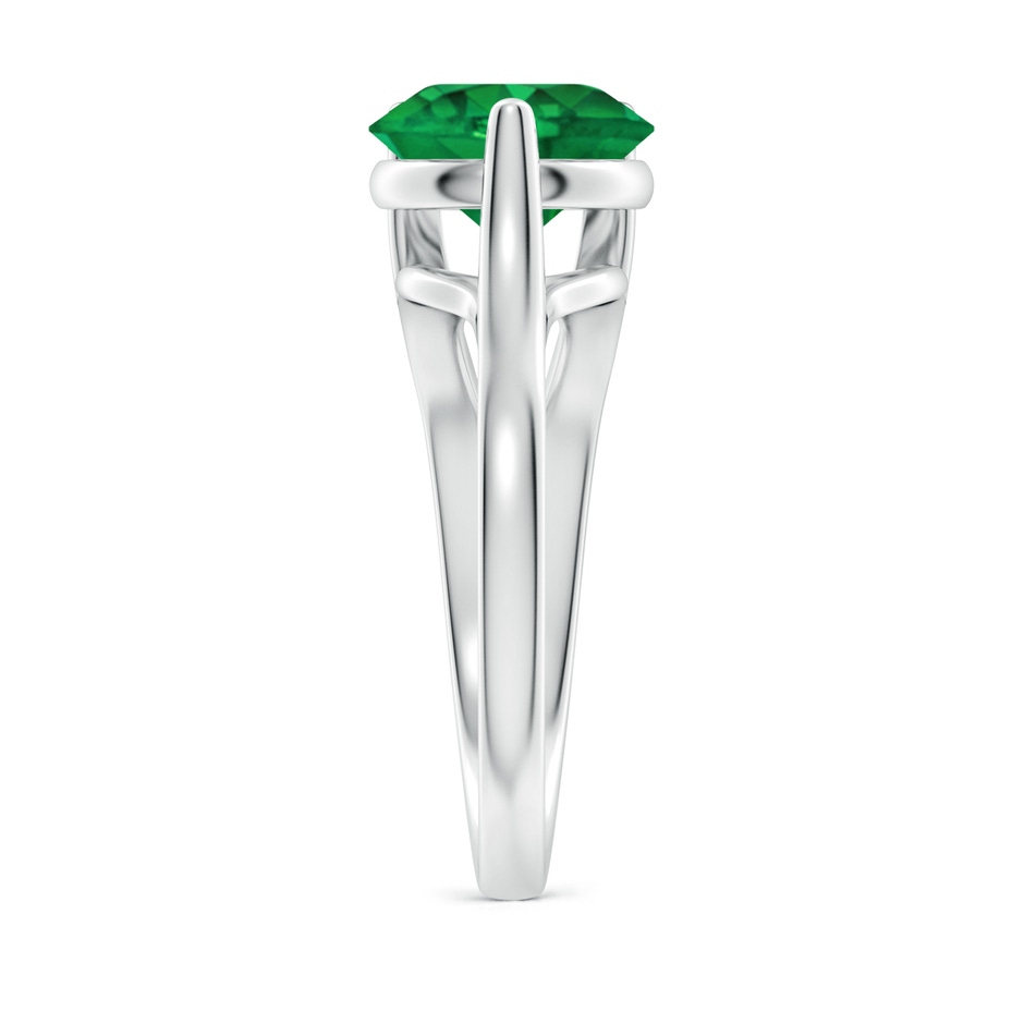 9mm AAA One Sided Split Shank Round Emerald Solitaire Ring in P950 Platinum side 299