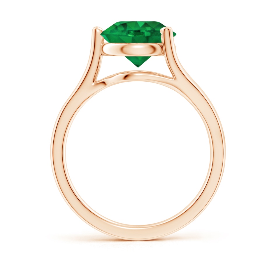 9mm AAA One Sided Split Shank Round Emerald Solitaire Ring in Rose Gold side 199