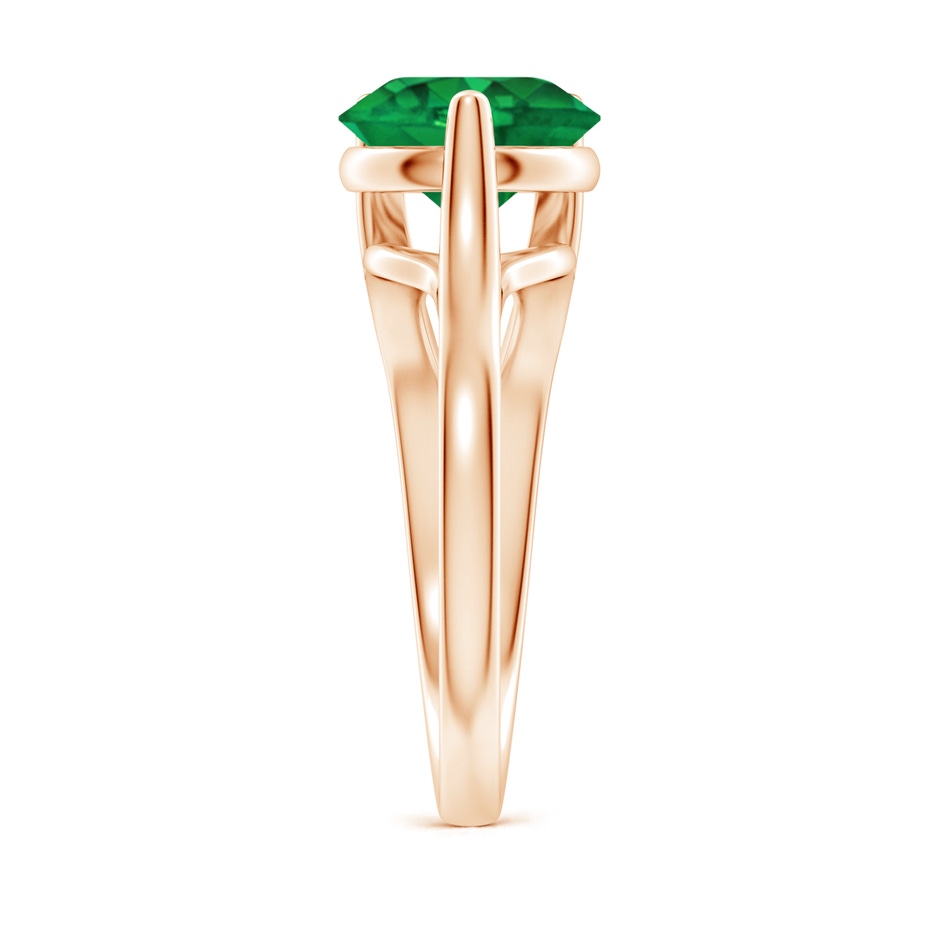 9mm AAA One Sided Split Shank Round Emerald Solitaire Ring in Rose Gold side 299