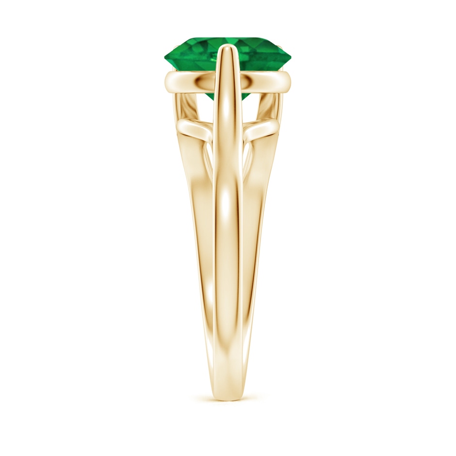9mm AAA One Sided Split Shank Round Emerald Solitaire Ring in Yellow Gold side 299