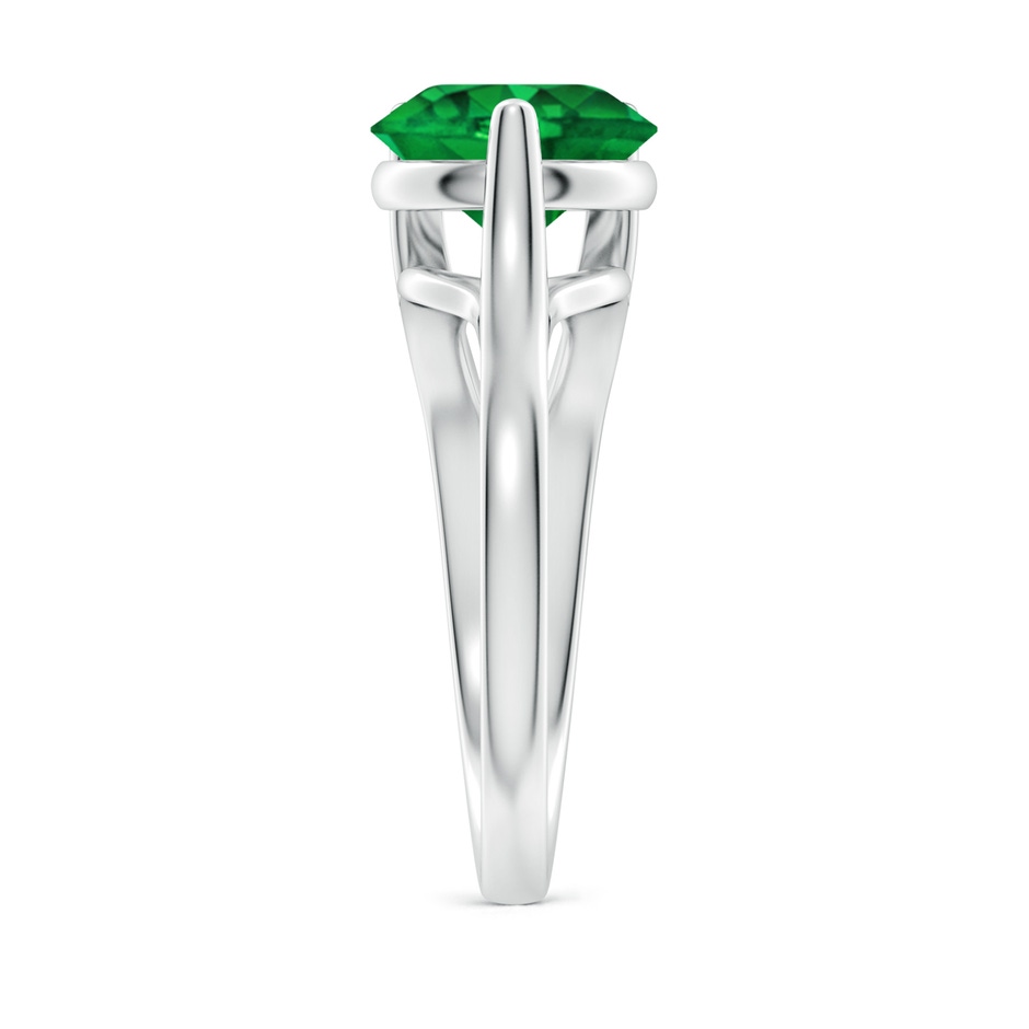 9mm AAAA One Sided Split Shank Round Emerald Solitaire Ring in P950 Platinum side 299