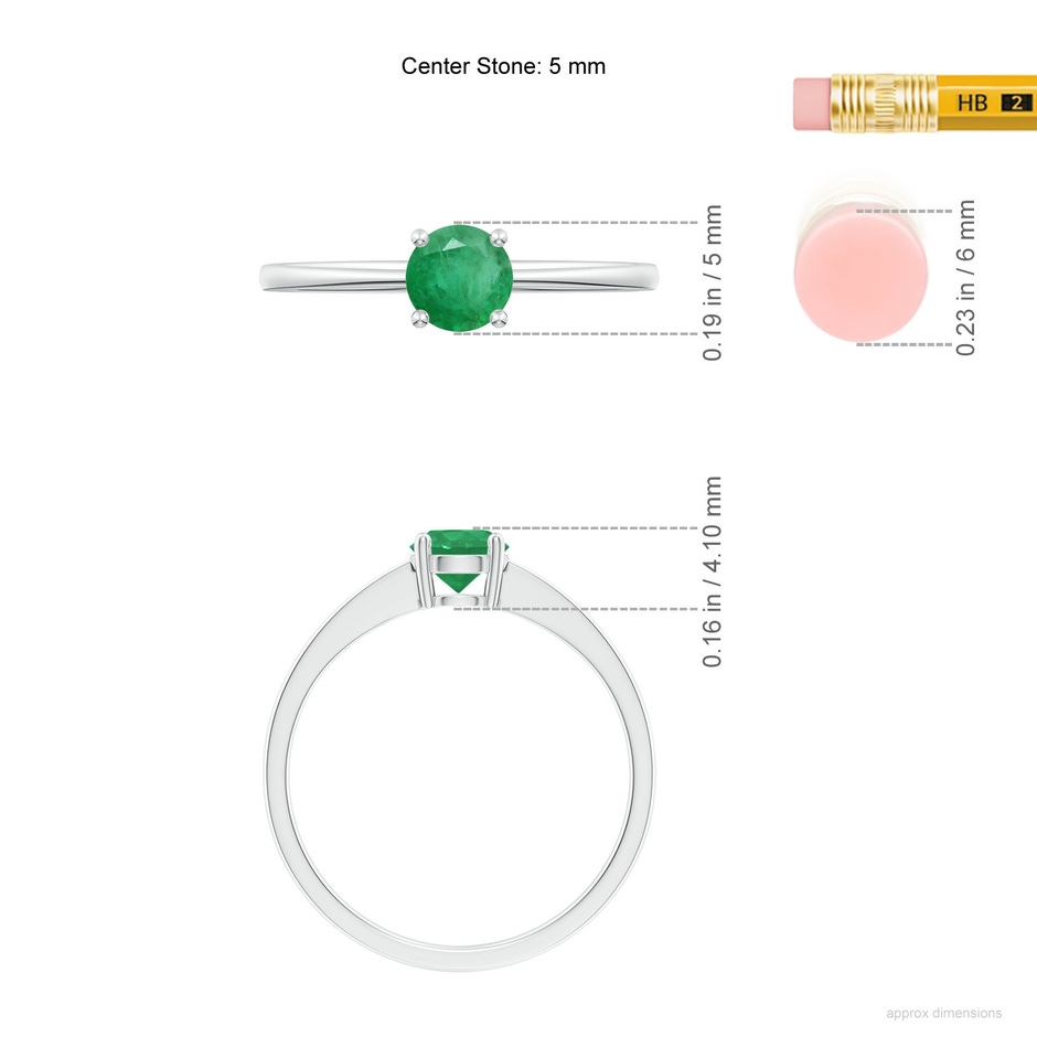 5mm A Reverse Tapered Shank Emerald Solitaire Ring in P950 Platinum ruler