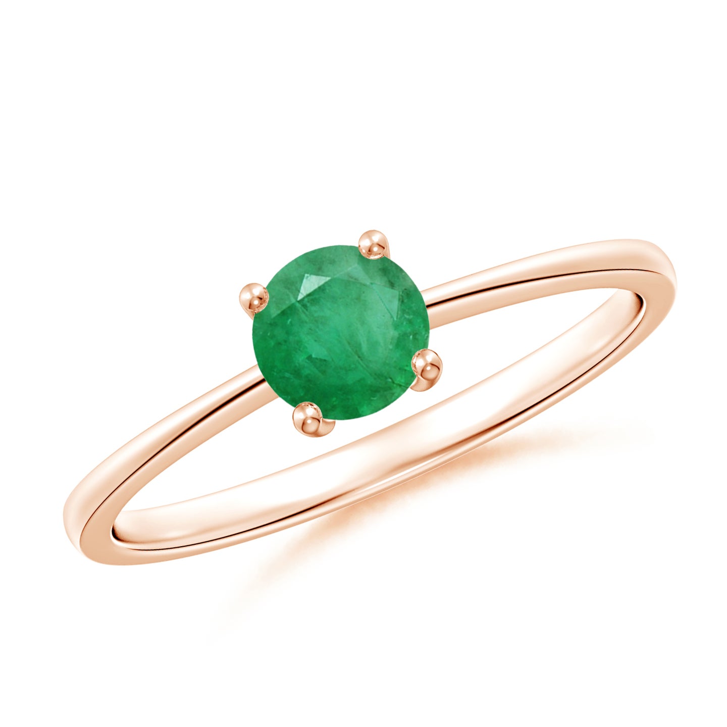 Reverse Tapered Shank Emerald Solitaire Ring