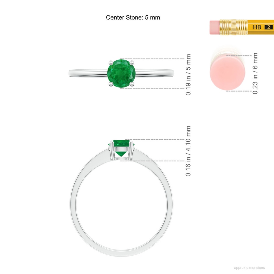 5mm AA Reverse Tapered Shank Emerald Solitaire Ring in P950 Platinum ruler
