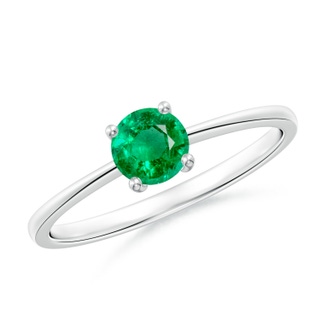 5mm AAA Reverse Tapered Shank Emerald Solitaire Ring in White Gold