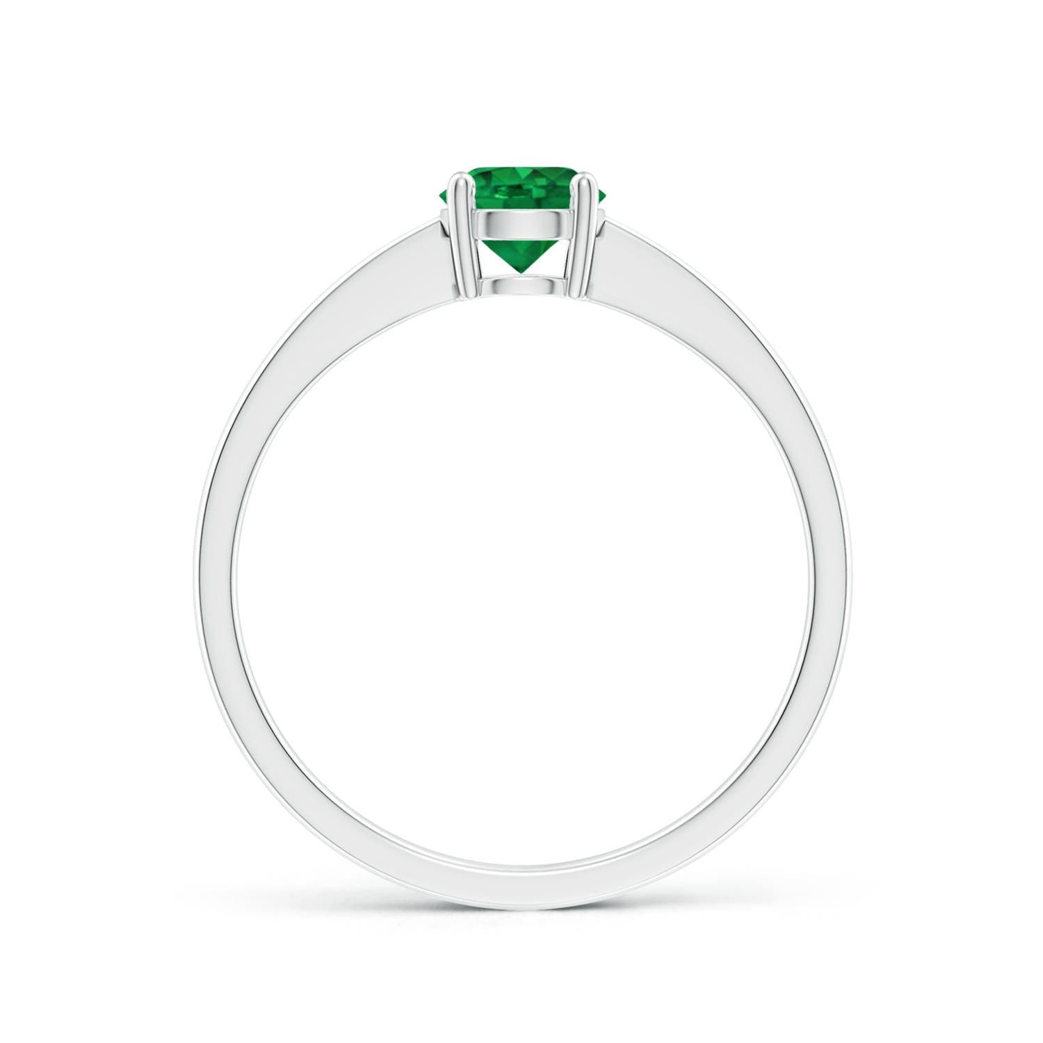 5mm AAA Reverse Tapered Shank Emerald Solitaire Ring in White Gold