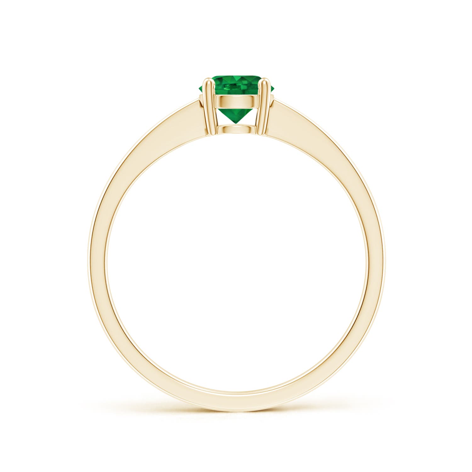 5mm AAA Reverse Tapered Shank Emerald Solitaire Ring in Yellow Gold