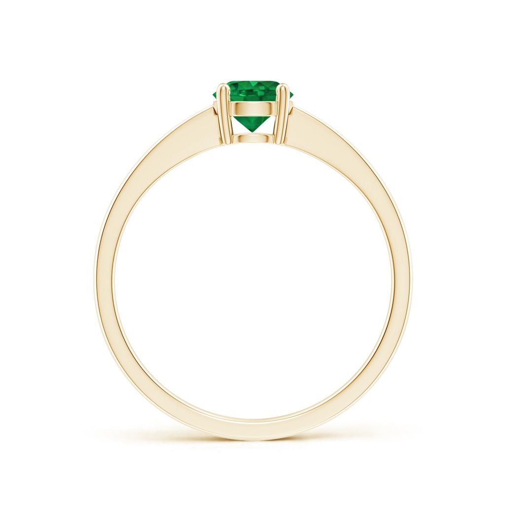 5mm AAA Reverse Tapered Shank Emerald Solitaire Ring in Yellow Gold Side 199