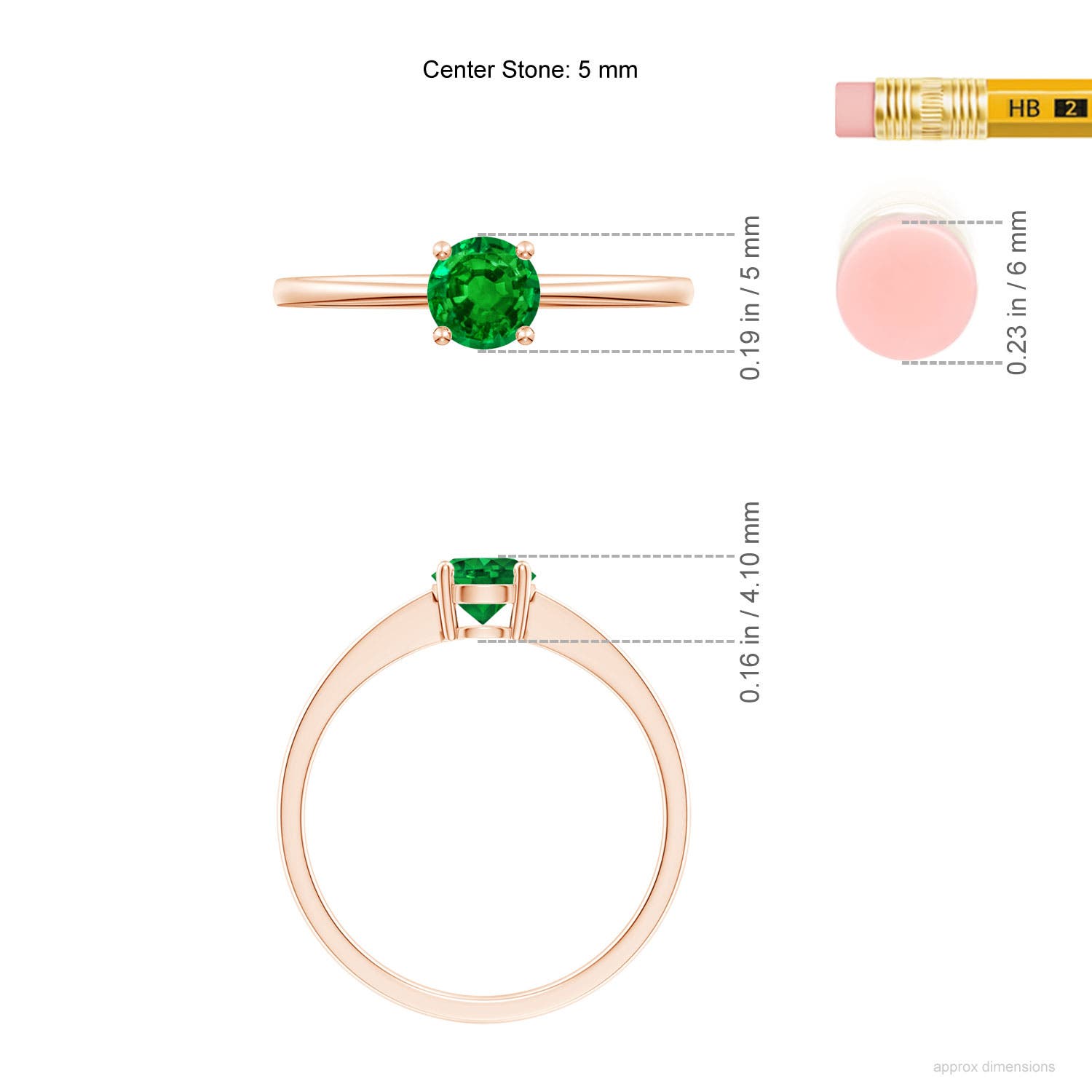 Premium - Lab-Grown Emerald / 0.45 CT / 18 KT Rose Gold