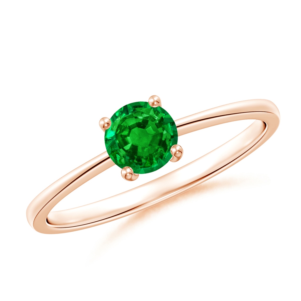 5mm AAAA Reverse Tapered Shank Emerald Solitaire Ring in Rose Gold