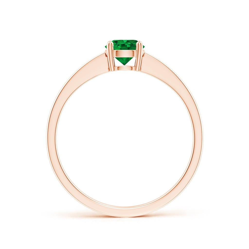 5mm AAAA Reverse Tapered Shank Emerald Solitaire Ring in Rose Gold - side 199