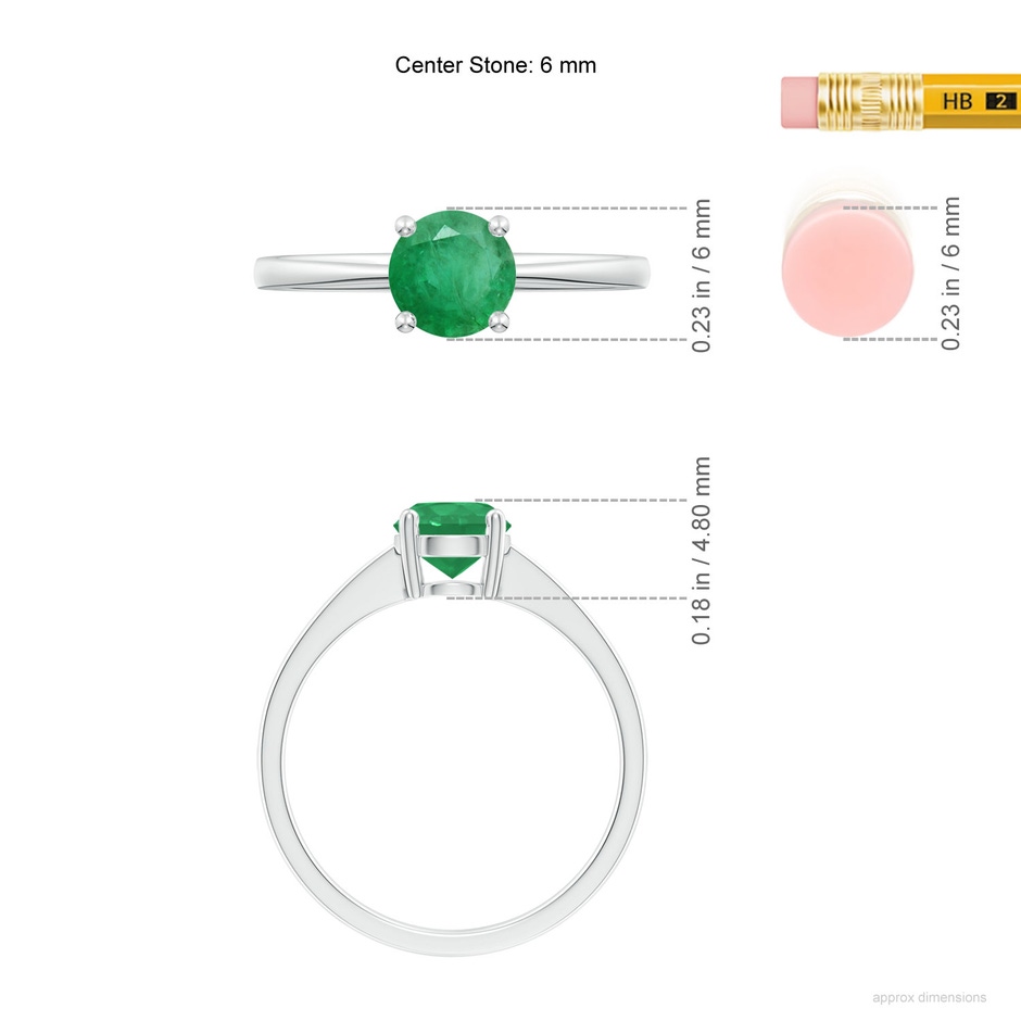 6mm A Reverse Tapered Shank Emerald Solitaire Ring in P950 Platinum ruler