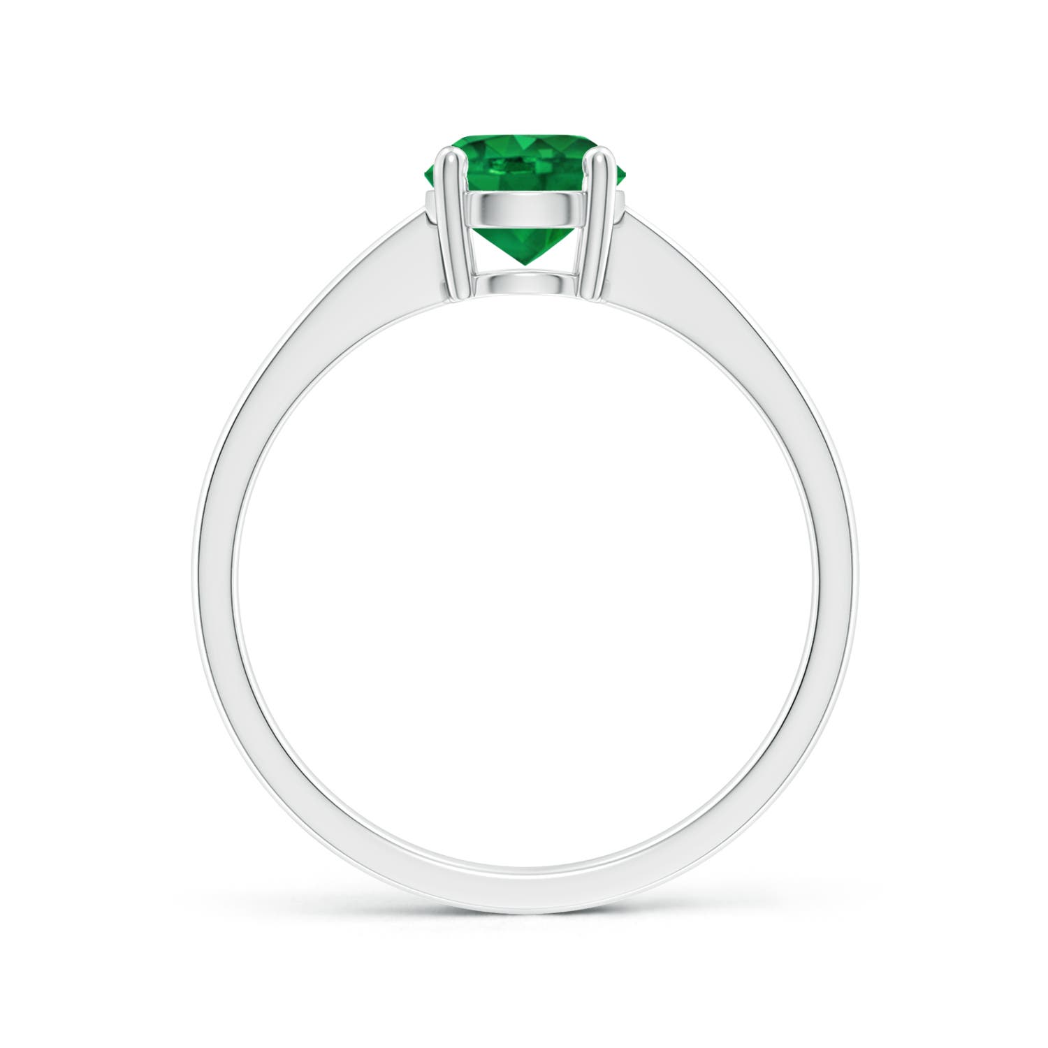 6mm AAA Reverse Tapered Shank Emerald Solitaire Ring in White Gold
