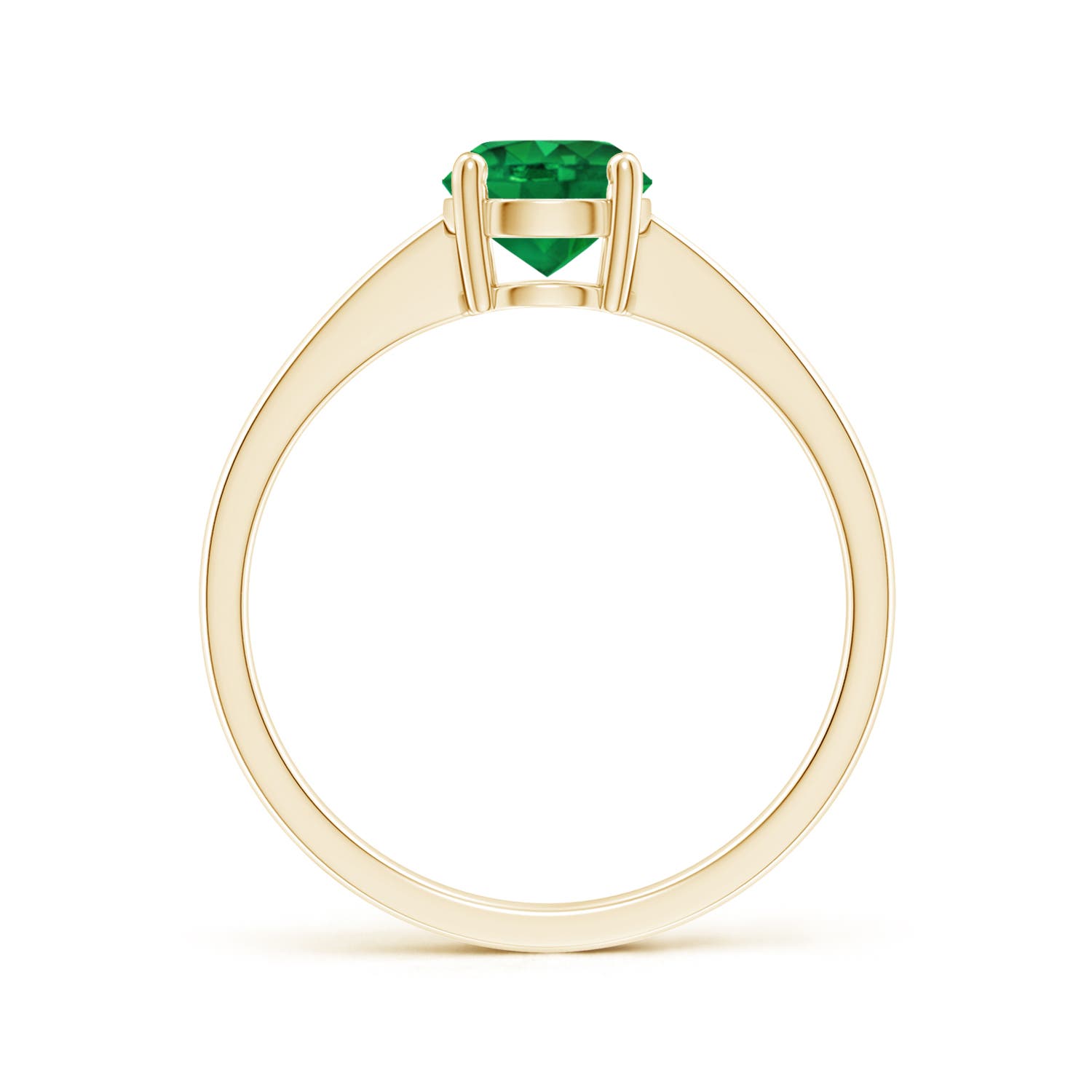 6mm AAA Reverse Tapered Shank Emerald Solitaire Ring in Yellow Gold - side 2