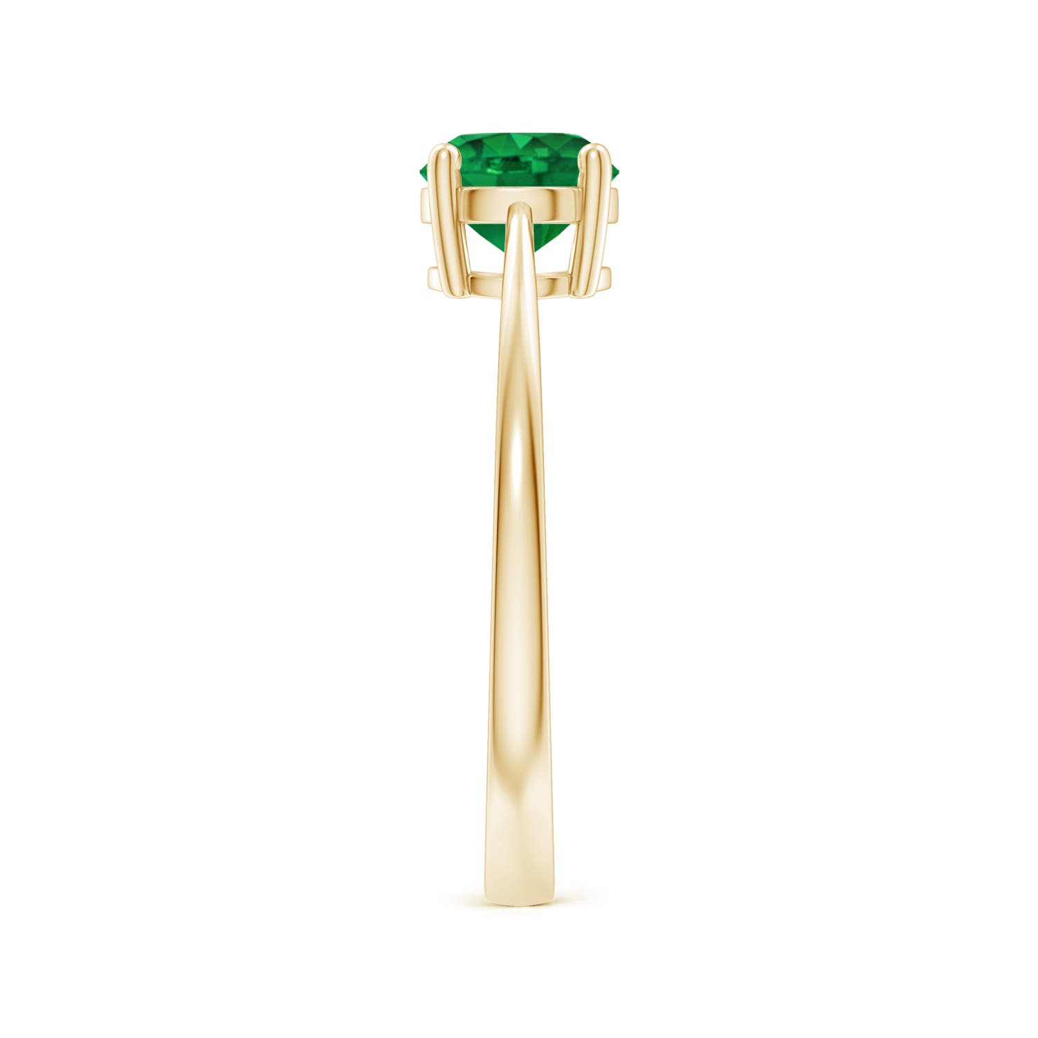 6mm AAA Reverse Tapered Shank Emerald Solitaire Ring in Yellow Gold - side 3