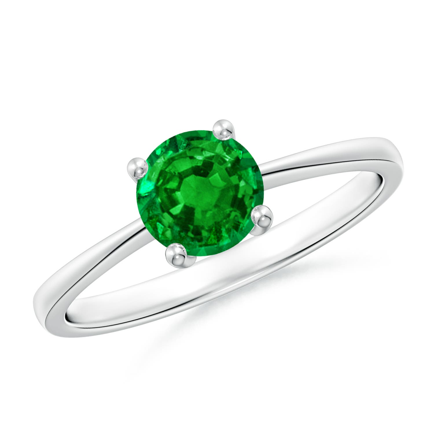 Premium - Lab-Grown Emerald / 0.75 CT / 18 KT White Gold