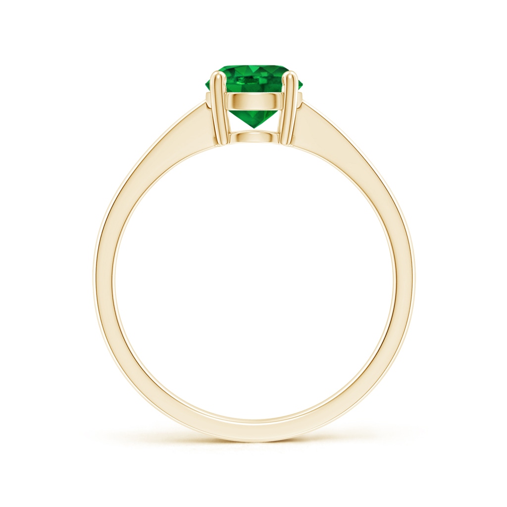 6mm AAAA Reverse Tapered Shank Emerald Solitaire Ring in Yellow Gold Side 199