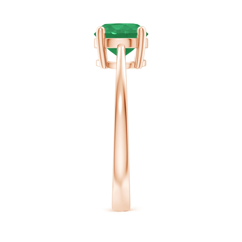 7mm A Reverse Tapered Shank Emerald Solitaire Ring in Rose Gold side 299