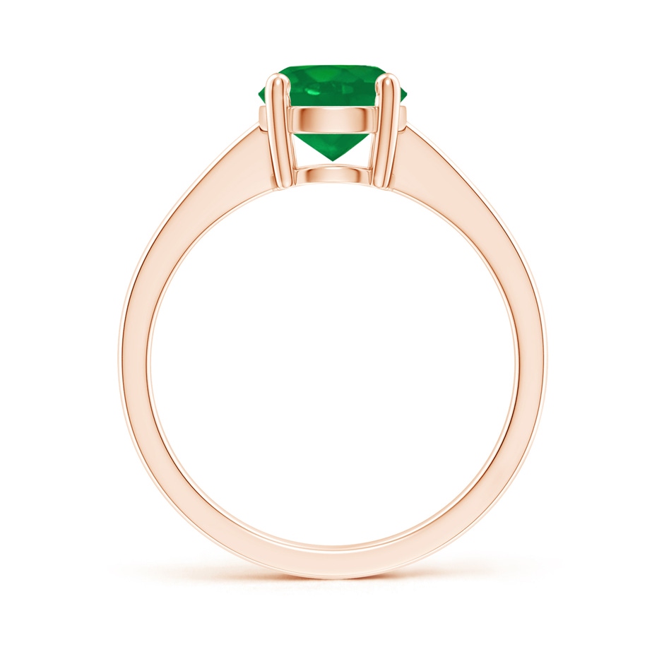 7mm AA Reverse Tapered Shank Emerald Solitaire Ring in Rose Gold side 199