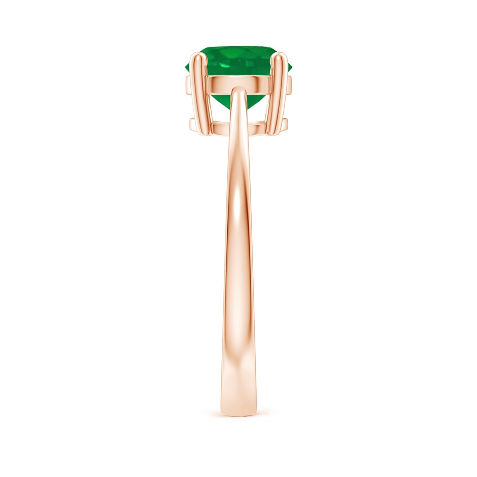 7mm AA Reverse Tapered Shank Emerald Solitaire Ring in Rose Gold side 299