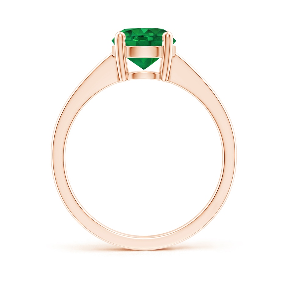7mm AAA Reverse Tapered Shank Emerald Solitaire Ring in 18K Rose Gold side 199