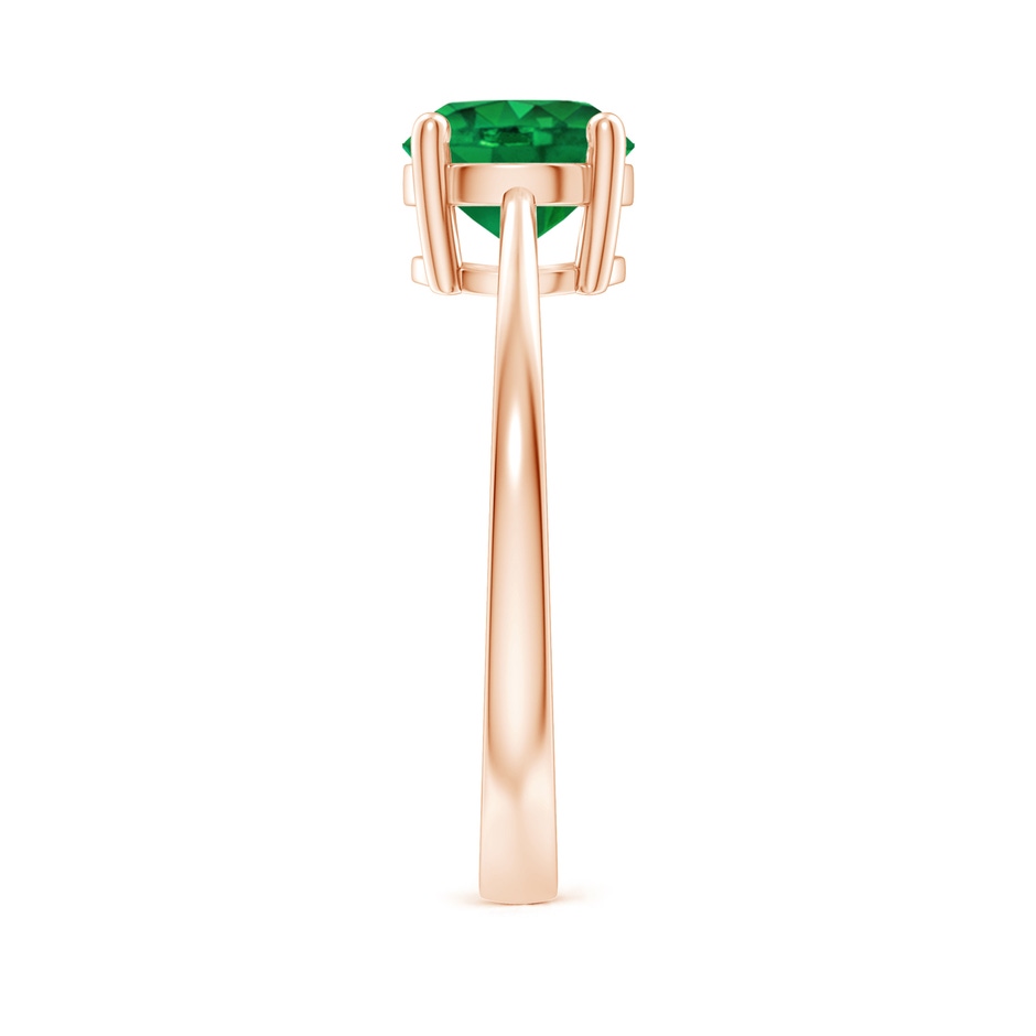 7mm AAA Reverse Tapered Shank Emerald Solitaire Ring in 18K Rose Gold side 299