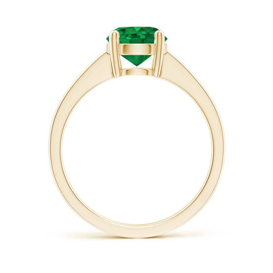 7mm AAA Reverse Tapered Shank Emerald Solitaire Ring in Yellow Gold side 199