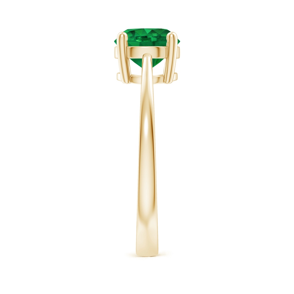 7mm AAA Reverse Tapered Shank Emerald Solitaire Ring in Yellow Gold side 299
