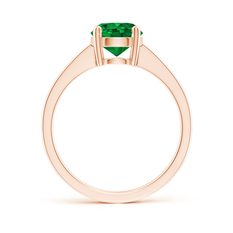7mm AAAA Reverse Tapered Shank Emerald Solitaire Ring in Rose Gold side 199