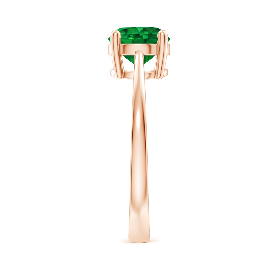 7mm AAAA Reverse Tapered Shank Emerald Solitaire Ring in Rose Gold side 299