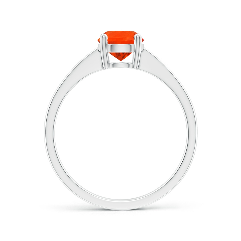 6mm AAA Reverse Tapered Shank Fire Opal Solitaire Ring in White Gold Side 1
