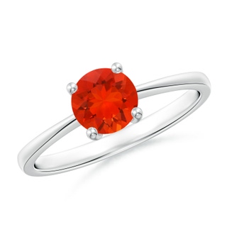 6mm AAAA Reverse Tapered Shank Fire Opal Solitaire Ring in P950 Platinum