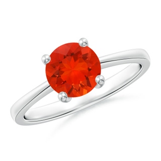 7mm AAAA Reverse Tapered Shank Fire Opal Solitaire Ring in P950 Platinum