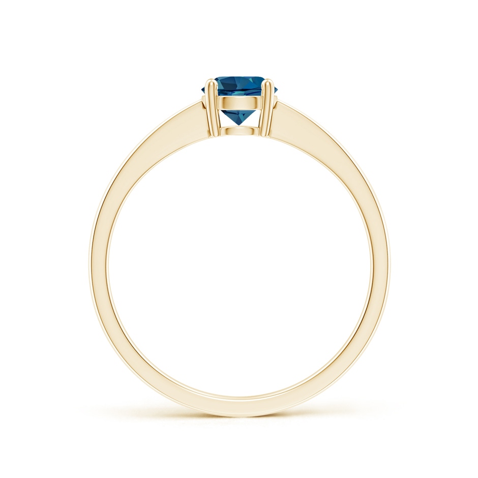 5mm AAA Reverse Tapered Shank London Blue Topaz Solitaire Ring in Yellow Gold side 199