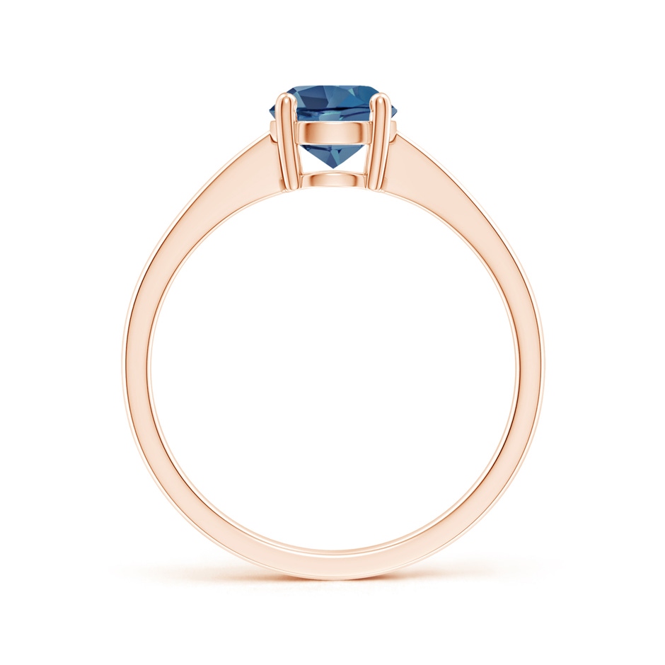 6mm A Reverse Tapered Shank London Blue Topaz Solitaire Ring in 18K Rose Gold side 199