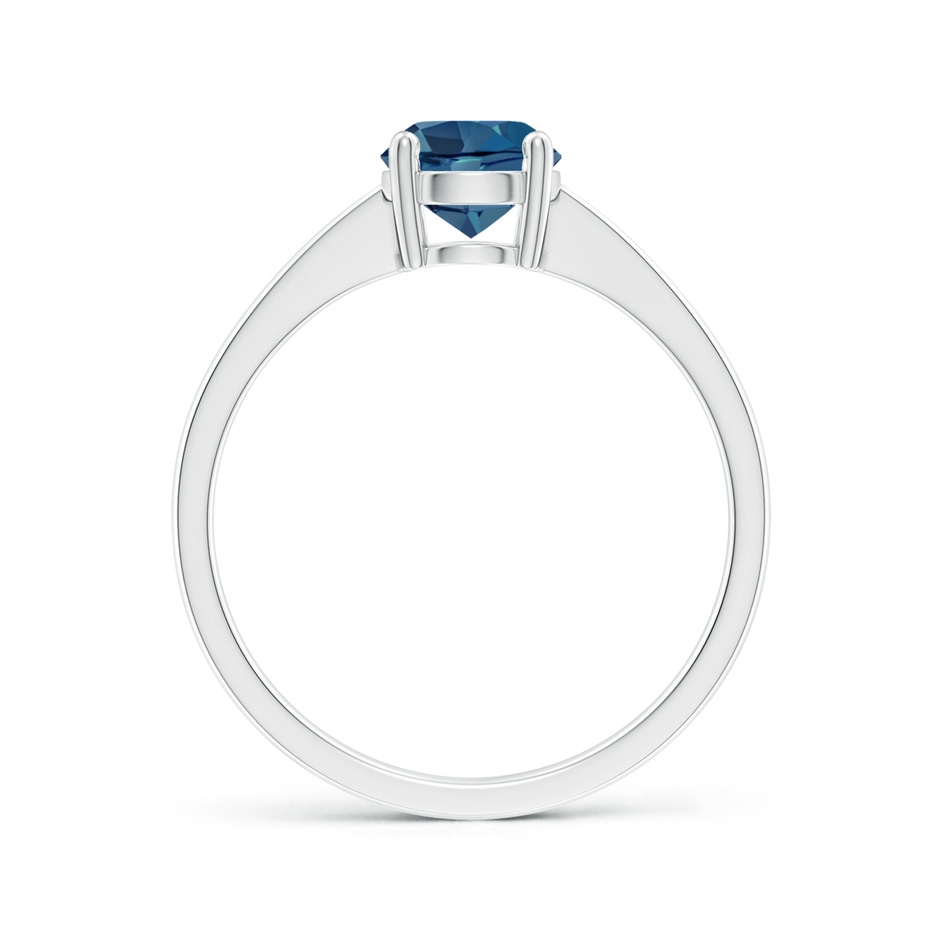 6mm AA Reverse Tapered Shank London Blue Topaz Solitaire Ring in 18K White Gold side 199