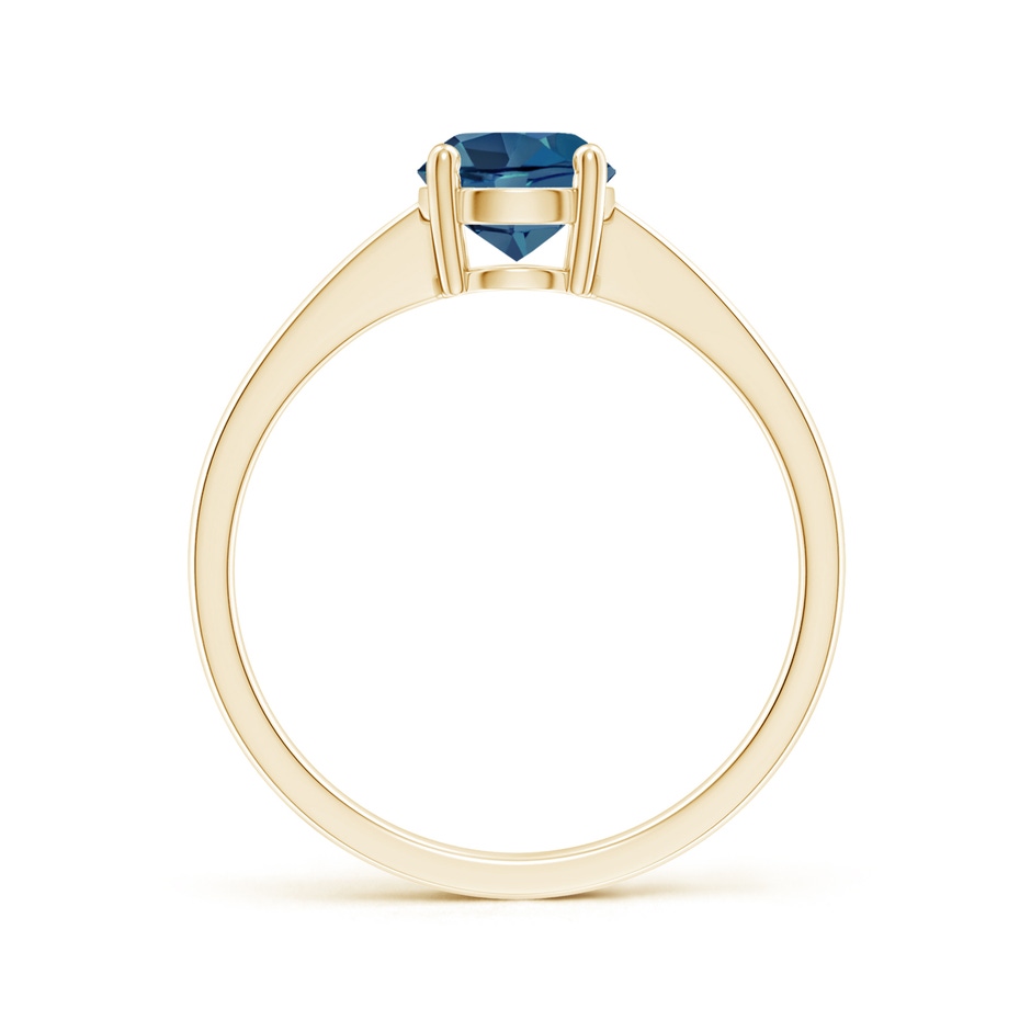 6mm AA Reverse Tapered Shank London Blue Topaz Solitaire Ring in 18K Yellow Gold side 199