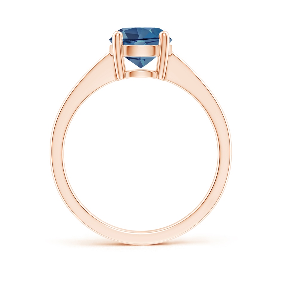 7mm A Reverse Tapered Shank London Blue Topaz Solitaire Ring in 18K Rose Gold side 199